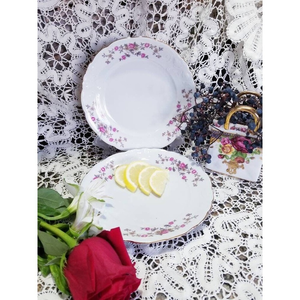 2 Vintage Wawel China Plates From Poland, Polish China Plates, Gilded Rim